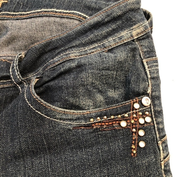 SCULLY Kallie Studded Embroidered Jeans Size 6 Mid Rise Dark Wash - Picture 4 of 11